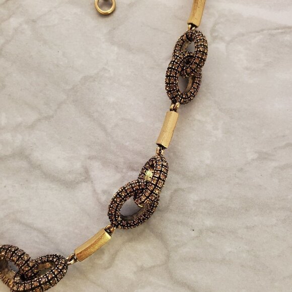 ✨ J.Crew Antiqued Distress Pave Rhinestones Crystal Classic Statement Necklace ✨ - Picture 4 of 13